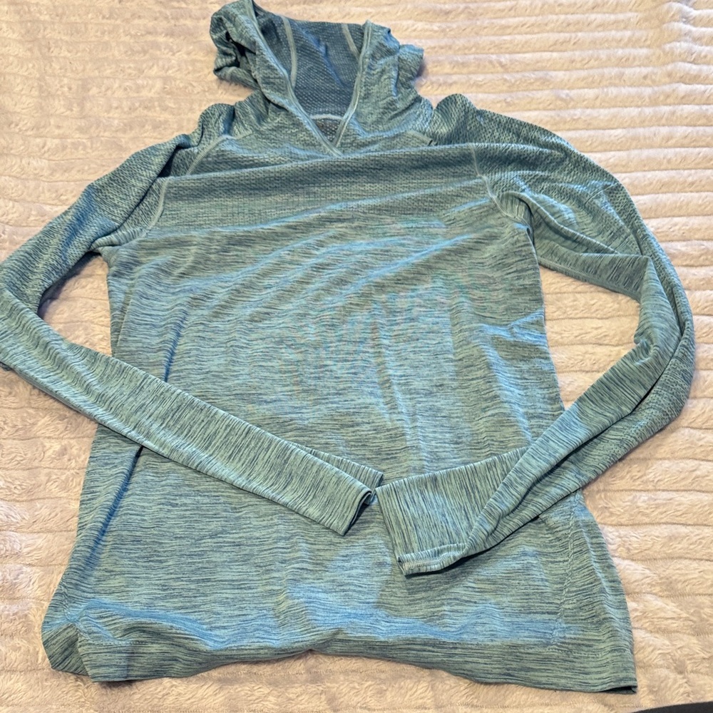 lululemon athletica Light Blue Hooded Athletic Shirt